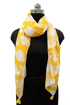 Stunning Muslin Fabric Yellow  Printed women scarf/Stoles