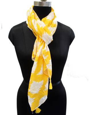 Stunning Muslin Fabric Yellow  Printed women scarf/Stoles 3