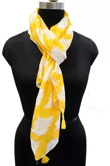 Stunning Muslin Fabric Yellow  Printed women scarf/Stoles