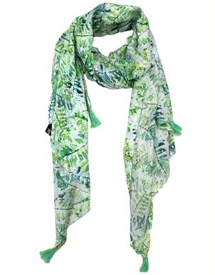 Elegant Muslin Fabric Green Printed women scarf/Stoles 1