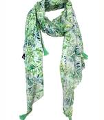 Elegant Muslin Fabric Green Printed women scarf/Stoles