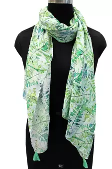Elegant Muslin Fabric Green Printed women scarf/Stoles