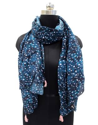 Beautiful Muslin Fabric Rama Blue Printed women scarf/Stoles 2