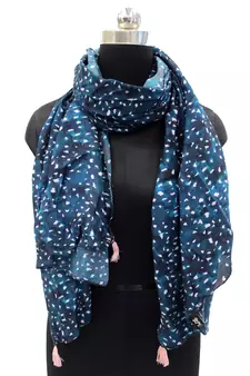 Beautiful Muslin Fabric Rama Blue Printed women scarf/Stoles