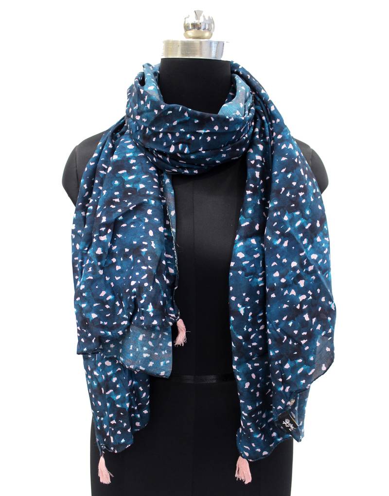 Beautiful Muslin Fabric Rama Blue Printed women scarf/Stoles