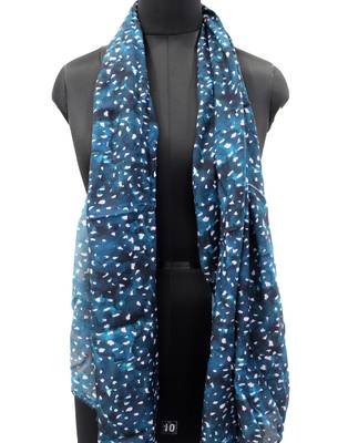 Beautiful Muslin Fabric Rama Blue Printed women scarf/Stoles 3