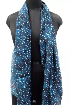 Beautiful Muslin Fabric Rama Blue Printed women scarf/Stoles