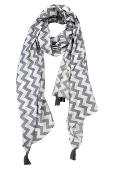 Classy Muslin Fabric Grey Printed women scarf/Stoles