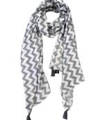 Classy Muslin Fabric Grey Printed women scarf/Stoles