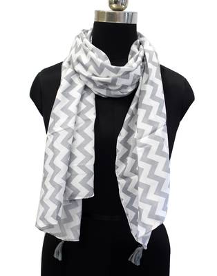 Classy Muslin Fabric Grey Printed women scarf/Stoles 2