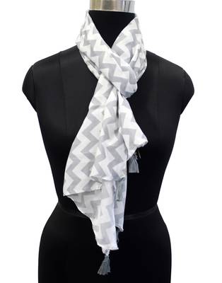 Classy Muslin Fabric Grey Printed women scarf/Stoles 3
