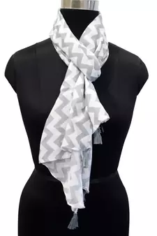 Classy Muslin Fabric Grey Printed women scarf/Stoles