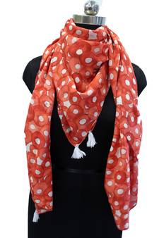 Splendid Muslin Fabric Orange Printed women SQUARE scarf/Stoles