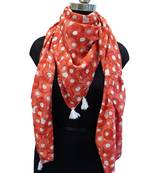 Splendid Muslin Fabric Orange Printed women SQUARE scarf/Stoles