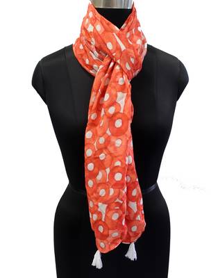Splendid Muslin Fabric Orange Printed women SQUARE scarf/Stoles 3