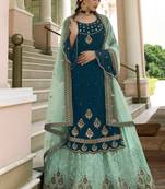 Dark Teal Georgette Pakistani Salwar Kameez