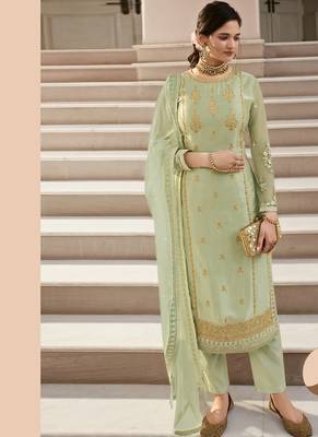 Sea Green Georgette Pakistani Salwar Kameez 2