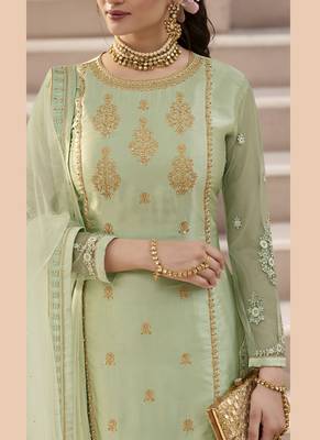 Sea Green Georgette Pakistani Salwar Kameez 3