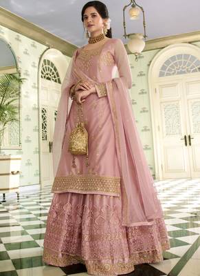 Baby Pink Net Pakistani Salwar Kameez 1