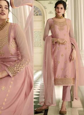 Baby Pink Net Pakistani Salwar Kameez 2