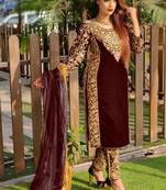 Coffee Velvet Pakistani Salwar Kameez