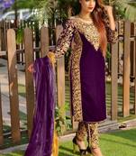 Purple Velvet Pakistani Salwar Kameez