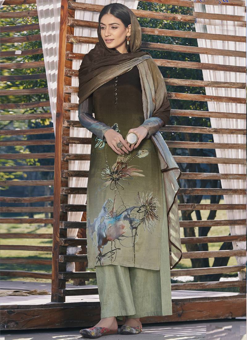 Light Olive Pure Cotton Pakistani Salwar Kameez