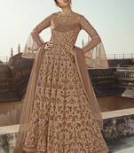 Beige Net Anarkali Salwar Kameez