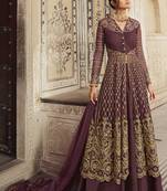 Dark Wine Net Anarkali Salwar Kameez