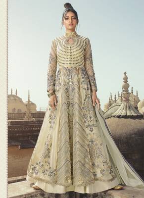 Off White Net Anarkali Salwar Kameez 1