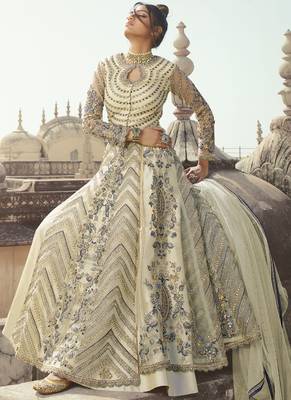 Off White Net Anarkali Salwar Kameez 2