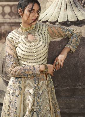 Off White Net Anarkali Salwar Kameez 3