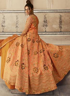 Orange Silk Anarkali Salwar Kameez 2