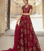Blood Red Net Anarkali Salwar Kameez