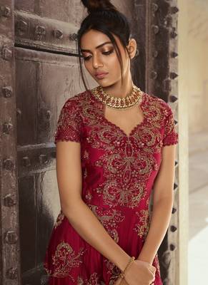 Blood Red Net Anarkali Salwar Kameez 2