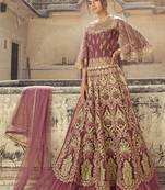 Light Wine Net Anarkali Salwar Kameez