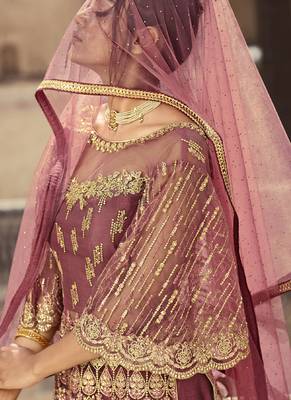 Light Wine Net Anarkali Salwar Kameez 4
