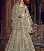 Off White Net Anarkali Salwar Kameez