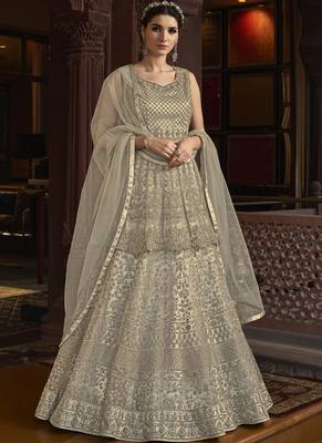 Off White Net Anarkali Salwar Kameez 2
