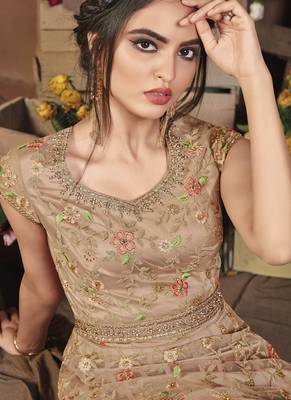 Cream Net Anarkali Salwar Kameez 2