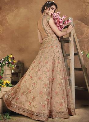 Cream Net Anarkali Salwar Kameez 3