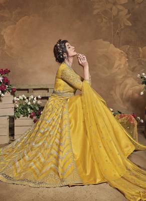 Yellow Net Anarkali Salwar Kameez 2