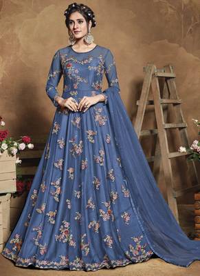 Light Blue Net Anarkali Salwar Kameez 1