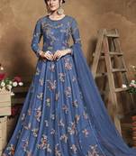 Light Blue Net Anarkali Salwar Kameez