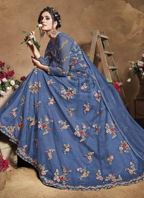 Light Blue Net Anarkali Salwar Kameez 2