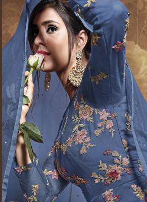 Light Blue Net Anarkali Salwar Kameez 4