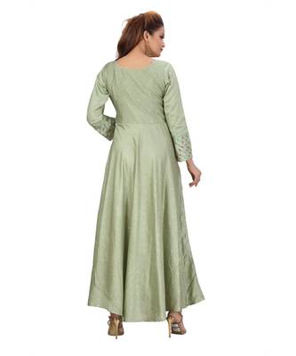 Silk Olive Green Color Kurti 1
