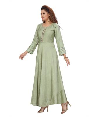 Silk Olive Green Color Kurti 2