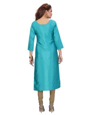 Art Silk Rama Green Color Kurti 2