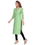 Chanderi Green Color Kurti